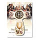 Cross Holy Communion souvenir with diploma Last Supper and Eucharist symbols 5x4 in s1