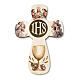Cross Holy Communion souvenir with diploma Last Supper and Eucharist symbols 5x4 in s2