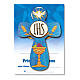 Krzyż pamiątka Pierwszej Komunii dyplom Duch Św. i Symbole Eucharystyczne 14x9,5 cm s1
