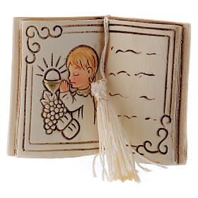 Book-shaped party favour with praying girl 6 cm