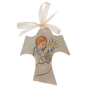 Tau shaped wall ornament boy praying 3 in resin s1