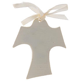 Tau shaped wall ornament boy praying 3 in resin s2