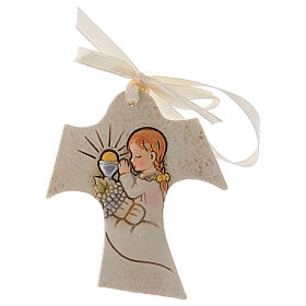 Tau shaped wall ornament girl praying 3 in resin s1