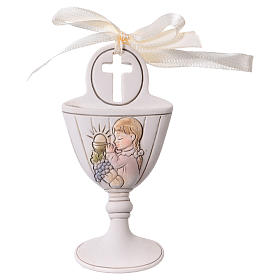 Goblet-shaped party favour with praying girl in resin 9 cm s1