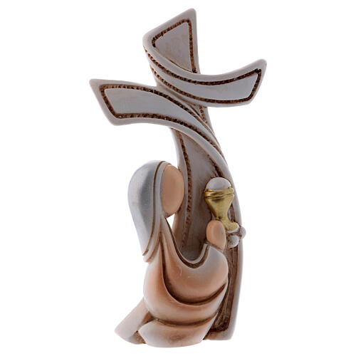 Kreuz in modernem Stil mit betendem Mädchen, 10 cm 1