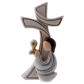 Stylised cross with praying boy 10 cm