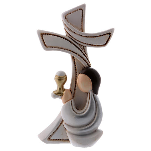 Stylised cross with praying boy 10 cm 1