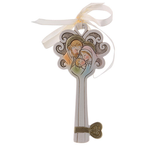 Key-shaped party favour with Holy Family in resin 11 cm 1