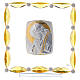 Cuadrito con cristales ámbar y lámina plata Cristo 20x15 s1