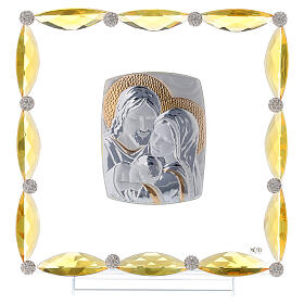 Cadre cristaux transparents argent bilaminé Sainte Famille 20x15 cm