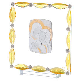 Cadre cristaux transparents argent bilaminé Sainte Famille 20x15 cm