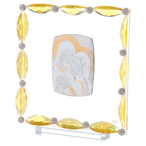 Picture with amber crystals and silver foil Holy Family 8x6 in. 2