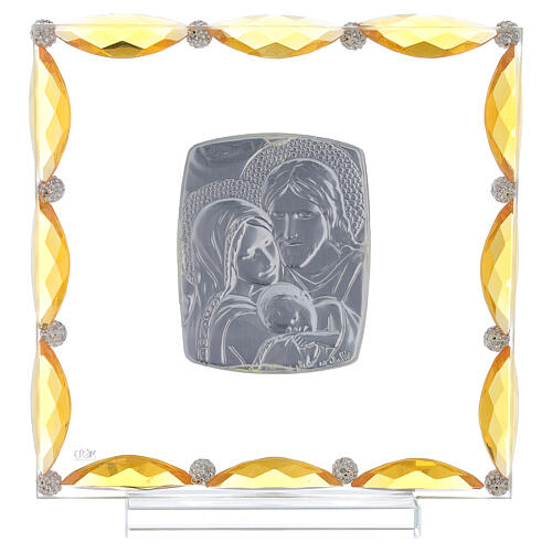Picture with amber crystals and silver foil Holy Family 8x6 in. 3