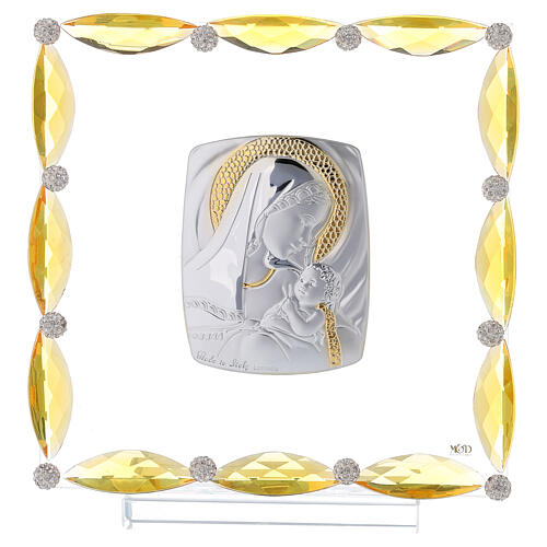 Cadre avec cristaux ambrés et argent bilaminé Maternité 20x15 cm 1