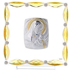 Quadro com cristais transparentes e prata bilaminada Maternidade 20x15 cm
