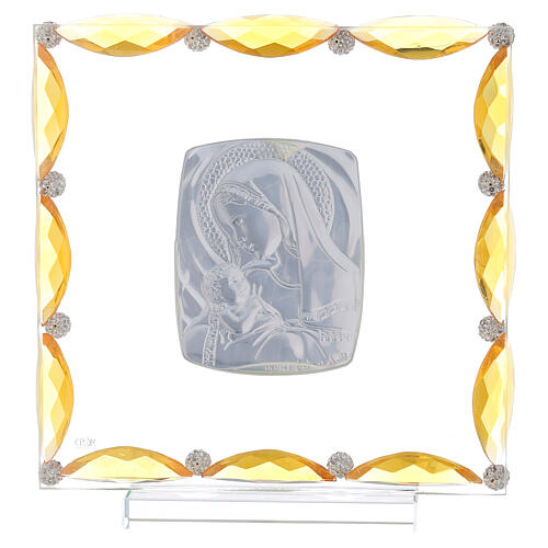 Quadro com cristais transparentes e prata bilaminada Maternidade 20x15 cm 3