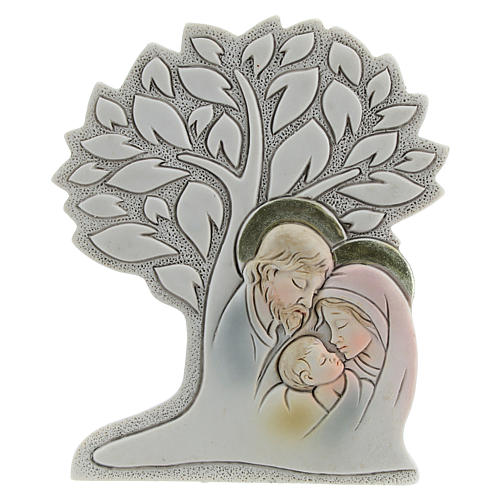 Icona con albero e sacra famiglia resina 9 cm 1