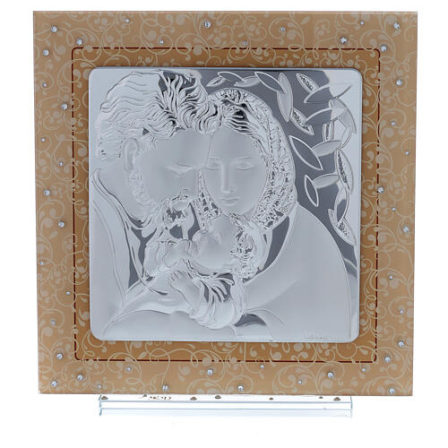 Kleines Bild der Heiligen Familie aus Bilaminat und Murano-Glas, 30 x 30 cm 1