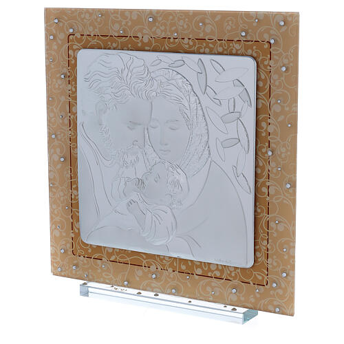 Holy Family picture on bilaminate and Murano glass 30x30 2