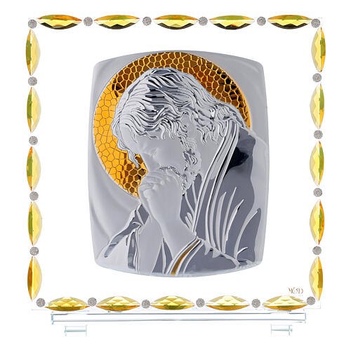 Praying Christ, glass frame with silver laminate, 30x30 cm 1