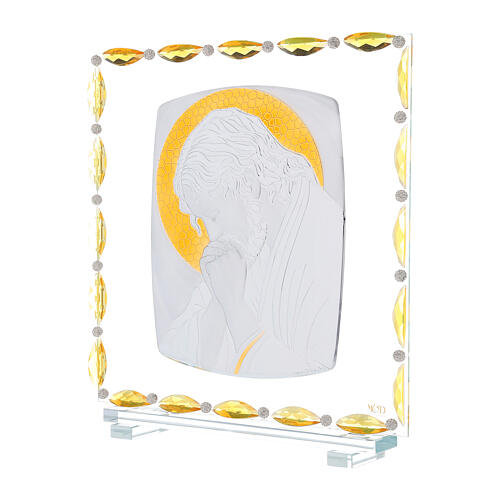 Praying Christ, glass frame with silver laminate, 30x30 cm 2