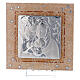 Quadro prata bilaminada vidro Murano Sagrada Família âmbar 12x12 cm s1