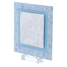 Bild mit Motiv der Mutterschaft aus Silber-Laminat und Glas, 12x12 cm