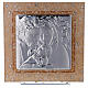 Amber-coloured Murano glass picture, Holy Family, silver bi-laminate, 17x17 cm s1