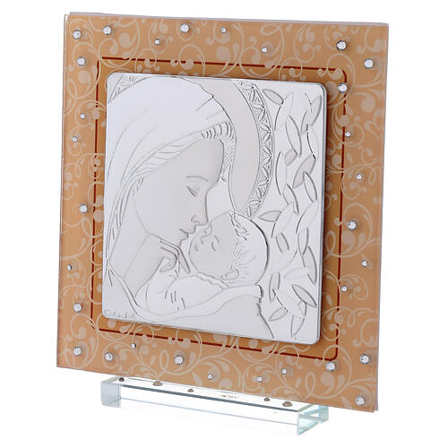 Picture Maternity double laminated silver Murano glass amber 7x7 in 2