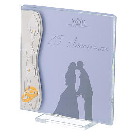 Ramka na zdjęcie 25 lat małżeństwa, srebrny laminat 10x10 cm, obrączki