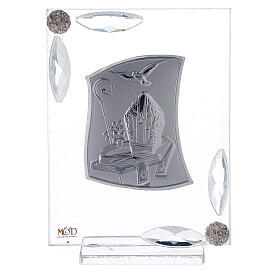 Bild zur Konfirmation bischöfliche Symbole auf Silber-Laminat, 10x7 cm