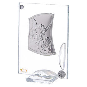 Baptism picture, angel with child, silver laminate