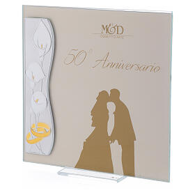 Photo frame, golden wedding, 17x17 cm, interlaced rings
