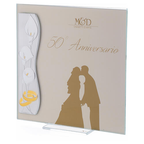Photo frame, golden wedding, 17x17 cm, interlaced rings 2