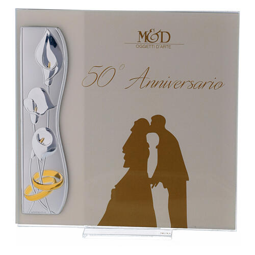 50. rocznica ślubu, ramka na zdjęcie srebrny laminat 17x17 cm 1