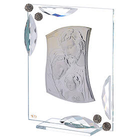 Cuadrito bilaminado plata Sagrada Familia con cristales 15x10