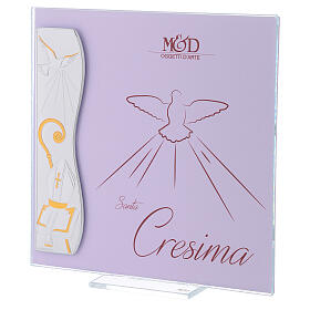 Photo frame, Confirmation, pink card, silver laminate, 17x17 cm