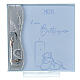 Photo frame 10x10 cm, Baptism gift idea, light blue, silver laminate s1