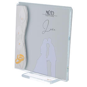 Photo frame 10x10 cm, wedding gift idea, Love, silver laminate