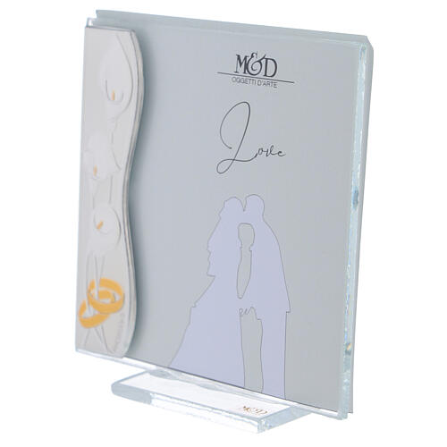 Photo frame 10x10 cm, wedding gift idea, Love, silver laminate 2