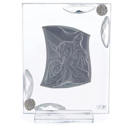 Baptism picture of an angel in silver laminate, 10x7 cm 3