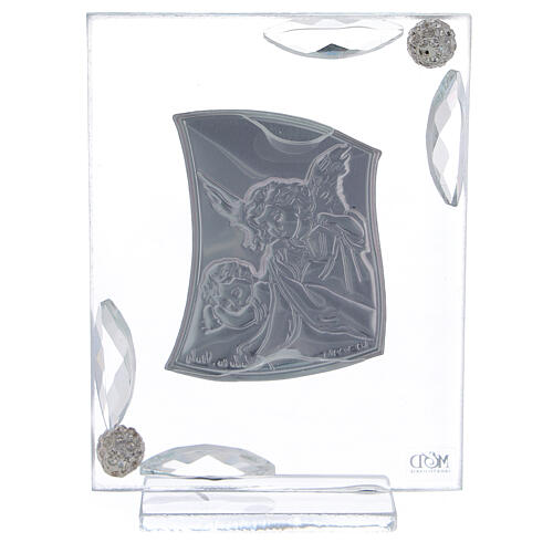 Quadro Anjo da Guarda lâmina de prata presente Batismo 10,5x7,5 cm 7