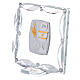 Standing picture white crystals and double laminated silver Holy Communion 3x3 in s2