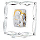 Square glass ornament, white crystals and bi-laminate, Holy Family, 7x7 cm s2