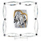 Cuadrito Sagrada Familia lámina plata y decoraciones cristal 7x7 cm s1