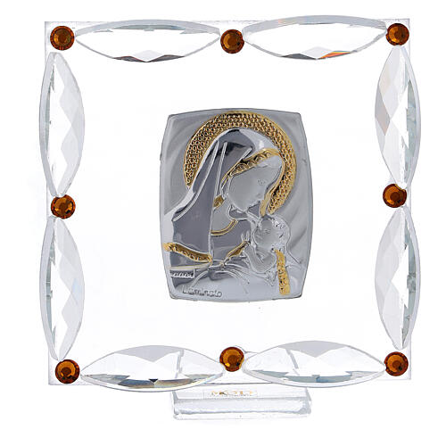 Macierzyństwo, Chrzest, obrazek 7x7 cm, kryształy dwukolorowe 1