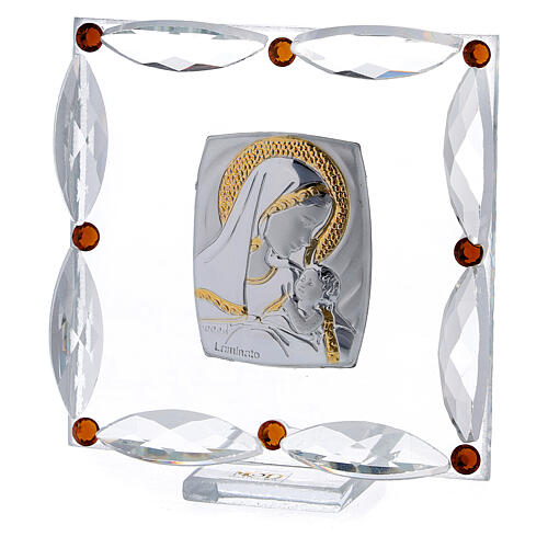 Macierzyństwo, Chrzest, obrazek 7x7 cm, kryształy dwukolorowe 2