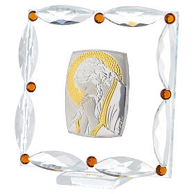 Christ praying, picture with amber rhinestones, 7x7 cm