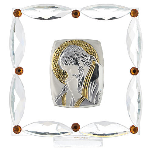 Christ praying, picture with amber rhinestones, 7x7 cm 1
