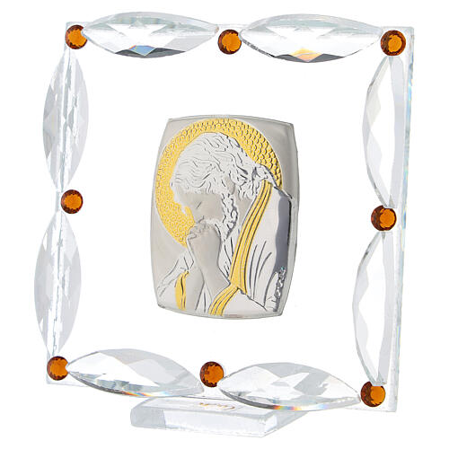 Christ praying, picture with amber rhinestones, 7x7 cm 2